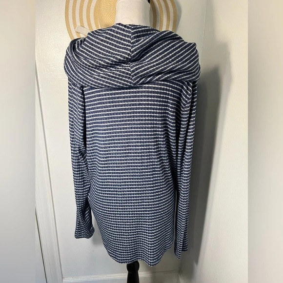 Lucky Brand,L, Bonne Chance, stripe oversized, long-sleeve, hi/lo hem cowl/shawl - Picture 5 of 10